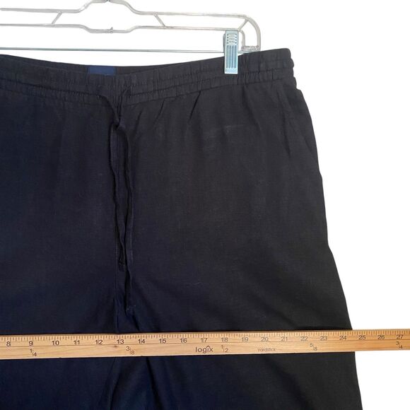 Gap Linen Pants Pull In Elastic Wide Leg Women L Black Grunge Boho Relaxed - Picture 4 of 11